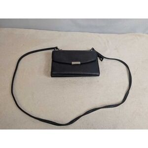 Studio Works Black Faux Leather Crossbody Wallet Organizer Bag‎